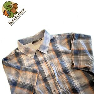 Free Country Men's Plaid Short Sleeve Button Up Shirt XXL Zip Pocket Outdoor